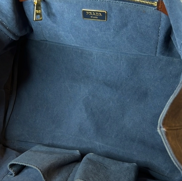 PRADA Blue Denim Large Canapa Tote Bag | EUC - Picture 4 of 11
